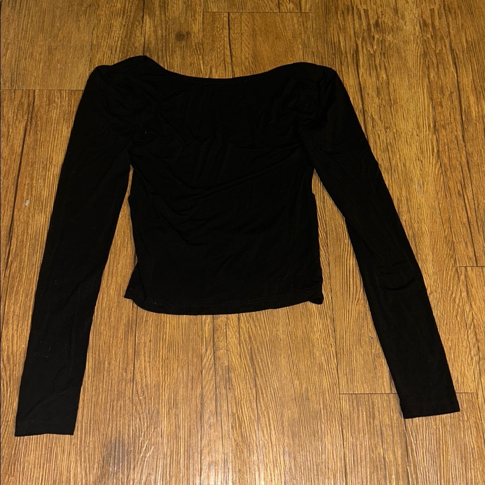 Black Long Sleeve Top with Open Back
